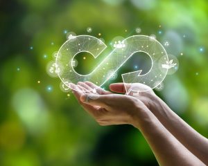 Hand Holding Sustainable Circular Economy Symbol