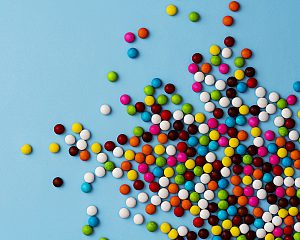 Spilled Round Candy on Table