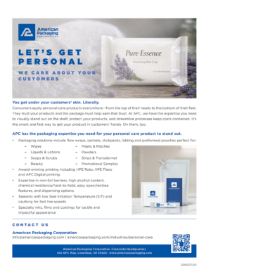 Personal Care Sell Sheet 026007